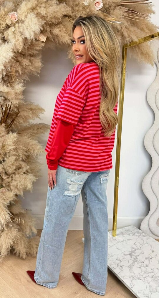 SKATER STRIPE TEE RED