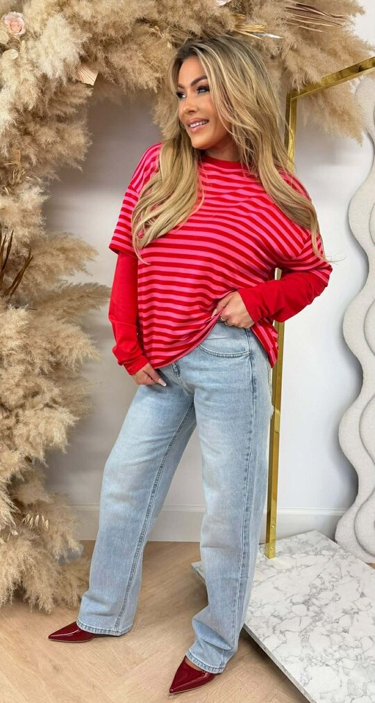 SKATER STRIPE TEE RED