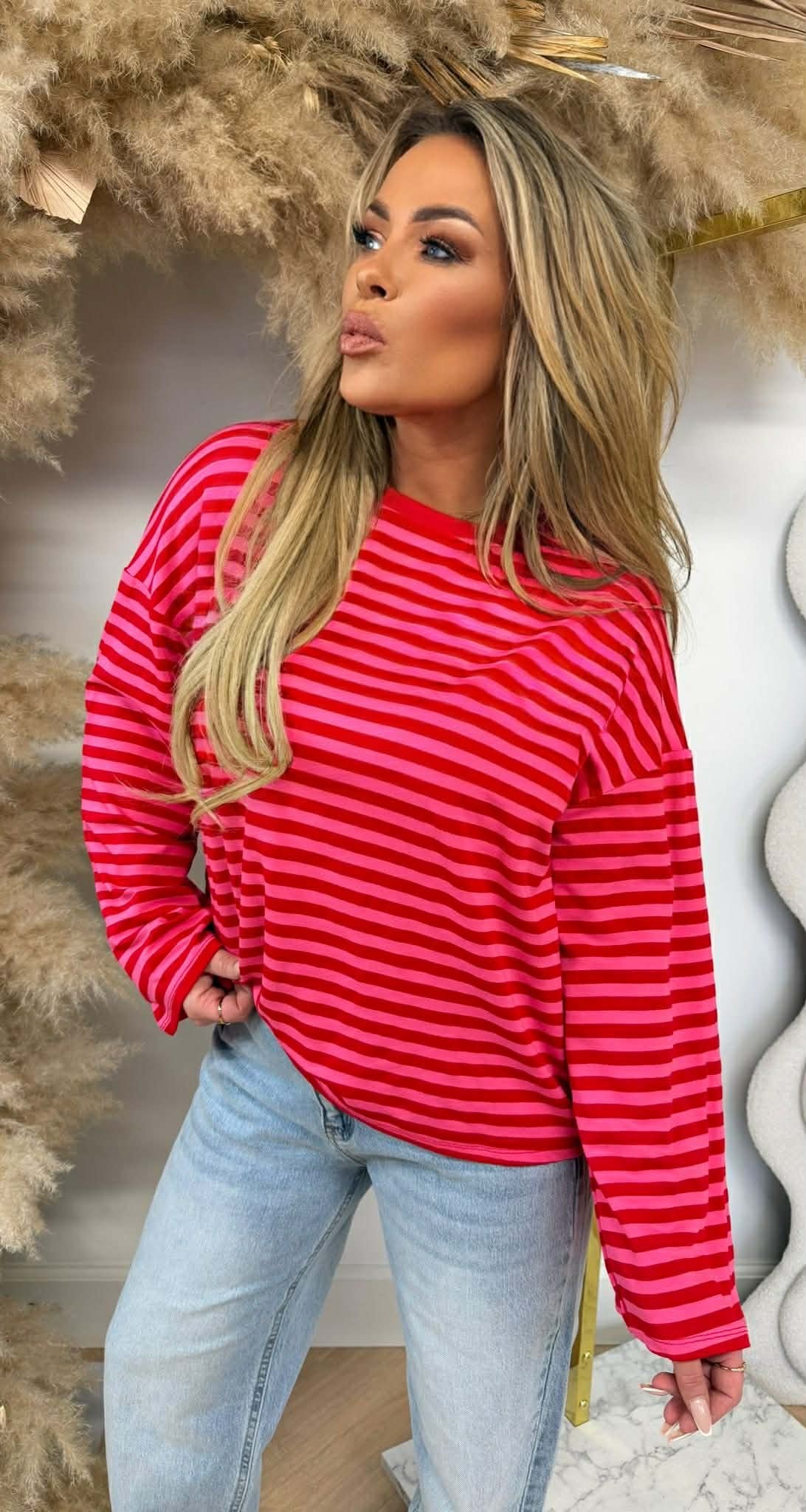 STRIPE LONGSLEEVE TEE RED STRIPE LONGSLEEVE TEE RED