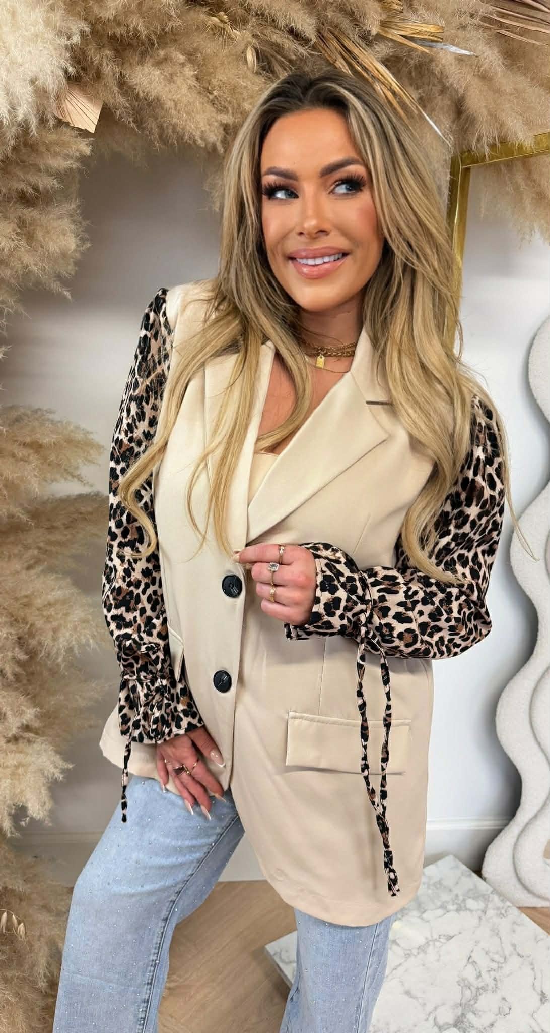 TIGER SLEEVE BLAZER BEIGE