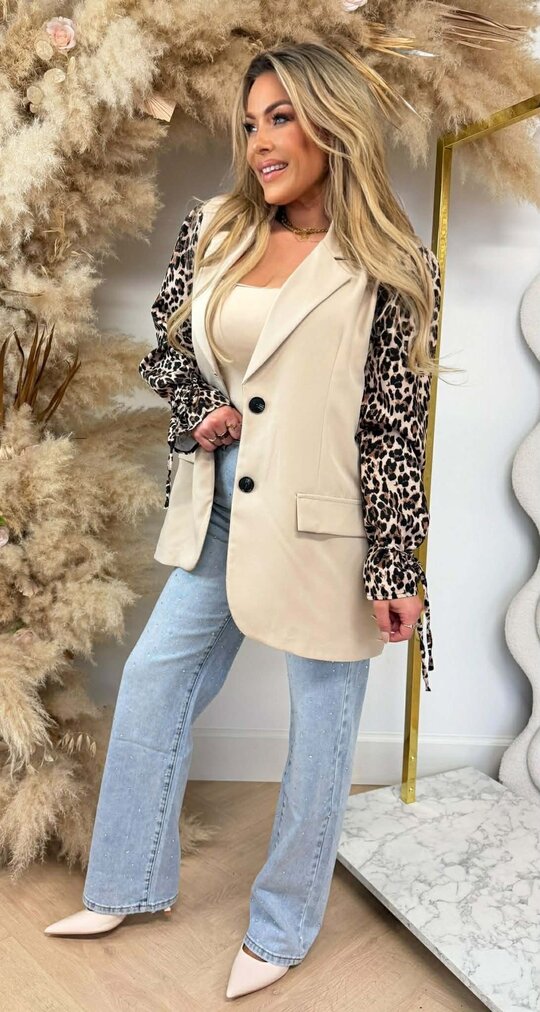 TIGER SLEEVE BLAZER BEIGE