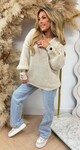 BUTTON KNITTED SWEAT LIGHTBEIGE