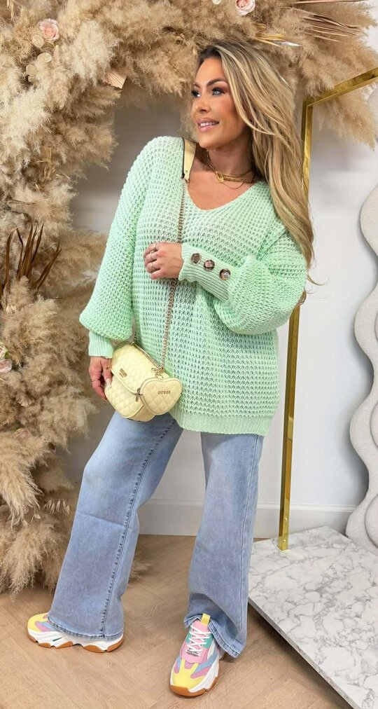 BUTTON KNITTED SWEAT MINT