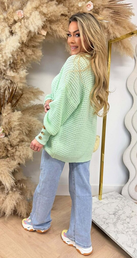 BUTTON KNITTED SWEAT MINT