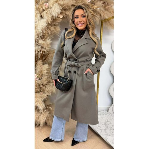 ANNA BASIC BUTTON COAT TAUPE