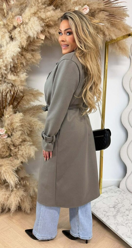ANNA BASIC BUTTON COAT TAUPE
