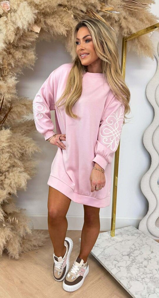 DESIGN LOVE LONG SWEAT PINK