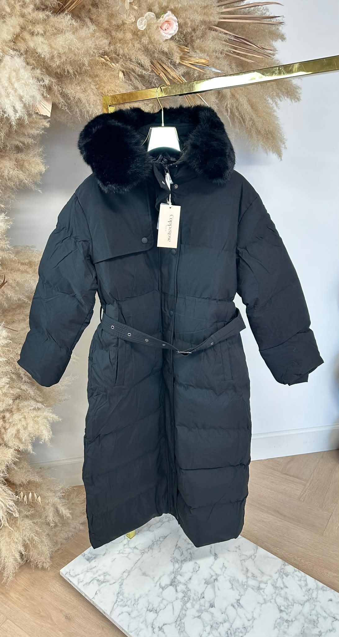 TREND BELT LONG WINTERJACKET 7523 BLACK