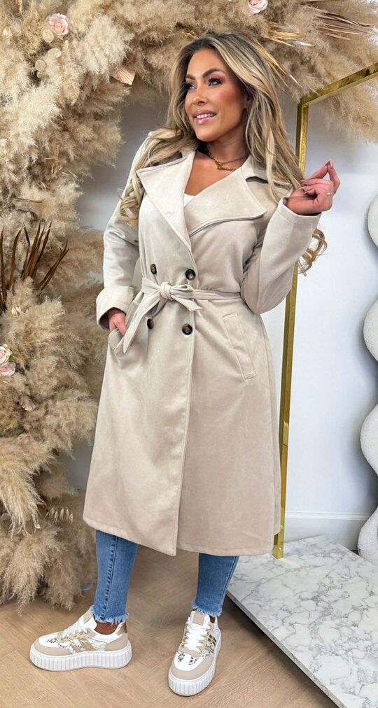 SUEDINE TRENCHCOAT BEIGE