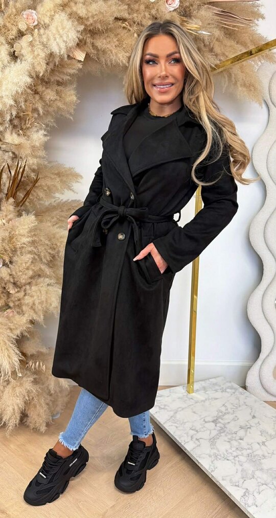 SUEDINE TRENCHCOAT BLACK