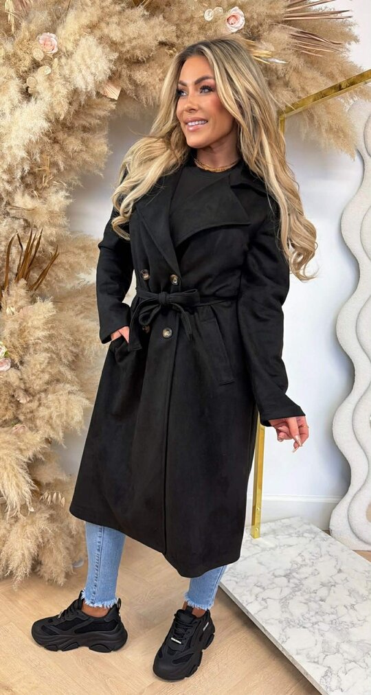 SUEDINE TRENCHCOAT BLACK