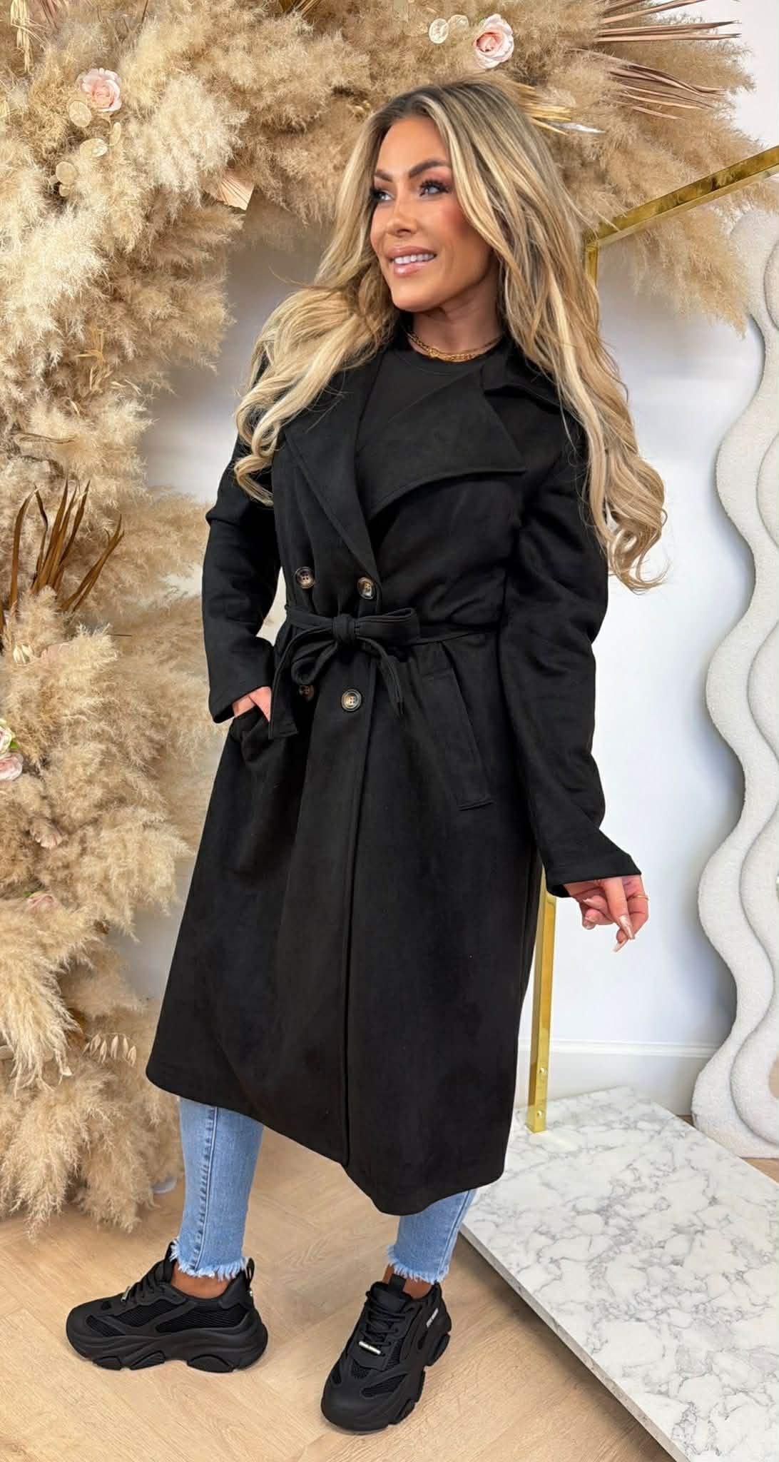 SUEDINE TRENCHCOAT BLACK