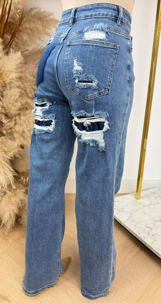 LAULIA LOOSE STRAIGHT LEG FULL LENGTH JEANS 6377-9 DENIMBLUE