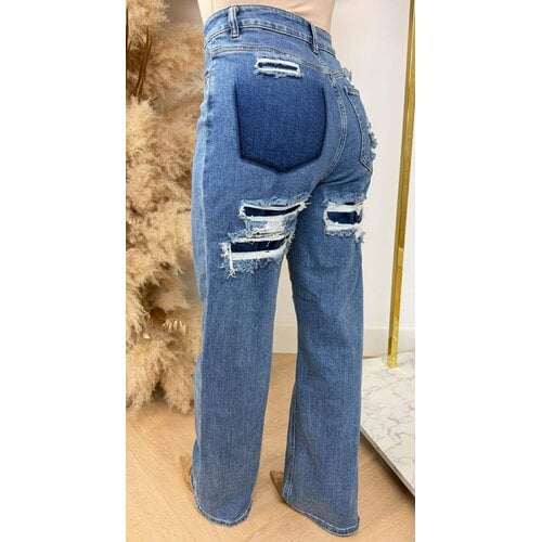 LAULIA LOOSE STRAIGHT LEG FULL LENGTH JEANS 6377-9 DENIMBLUE