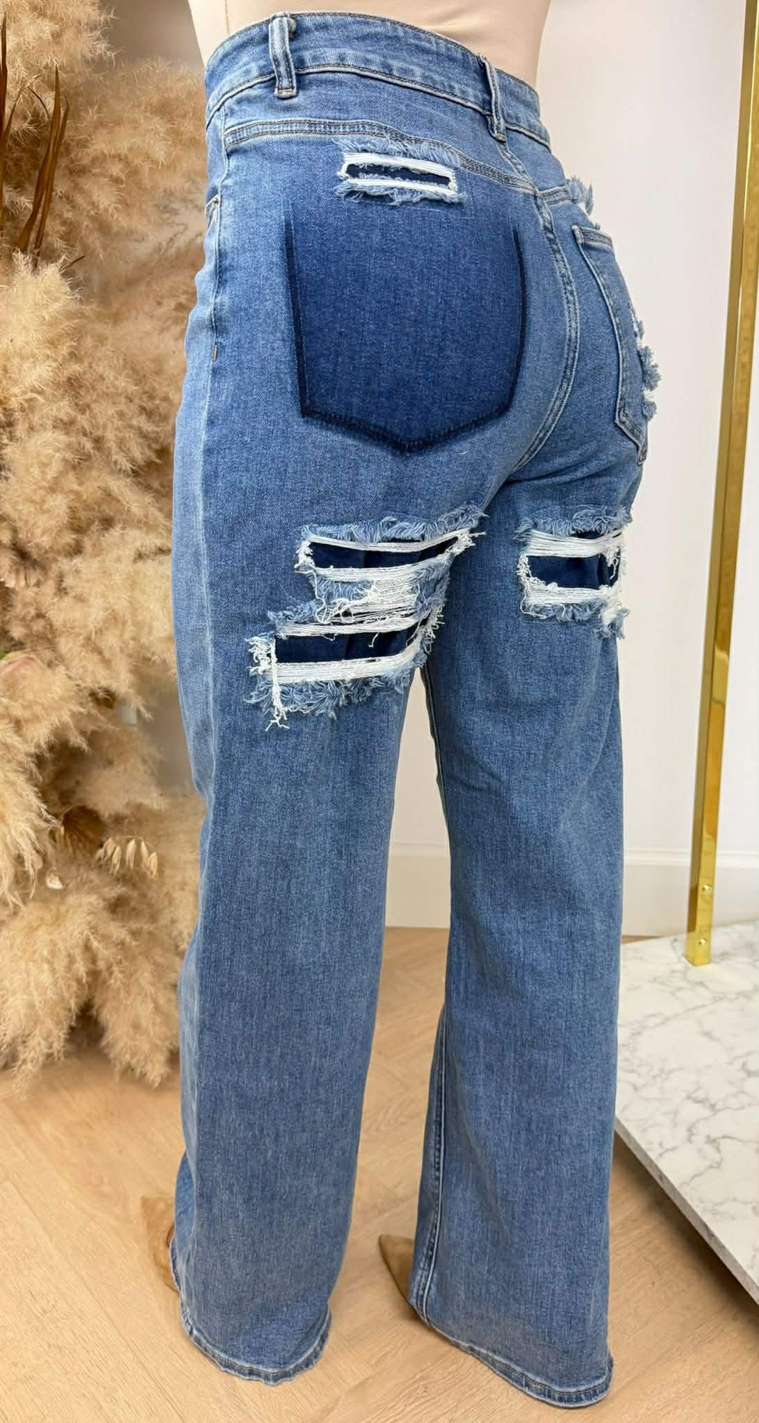 LAULIA LOOSE STRAIGHT LEG FULL LENGTH JEANS 6377-9 DENIMBLUE