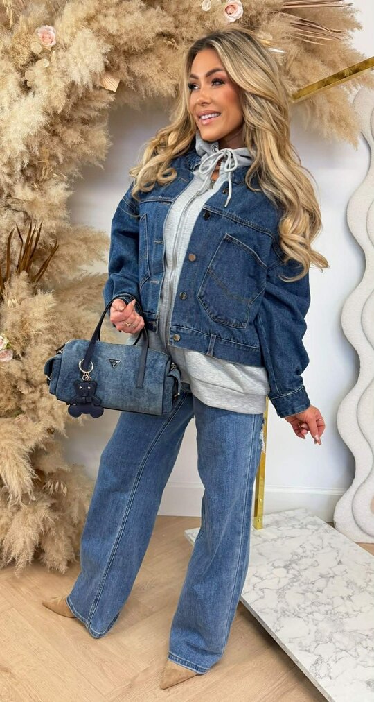 DENIM ZIP HOODIE 8299 GREY