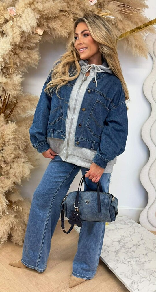 DENIM ZIP HOODIE 8299 GREY