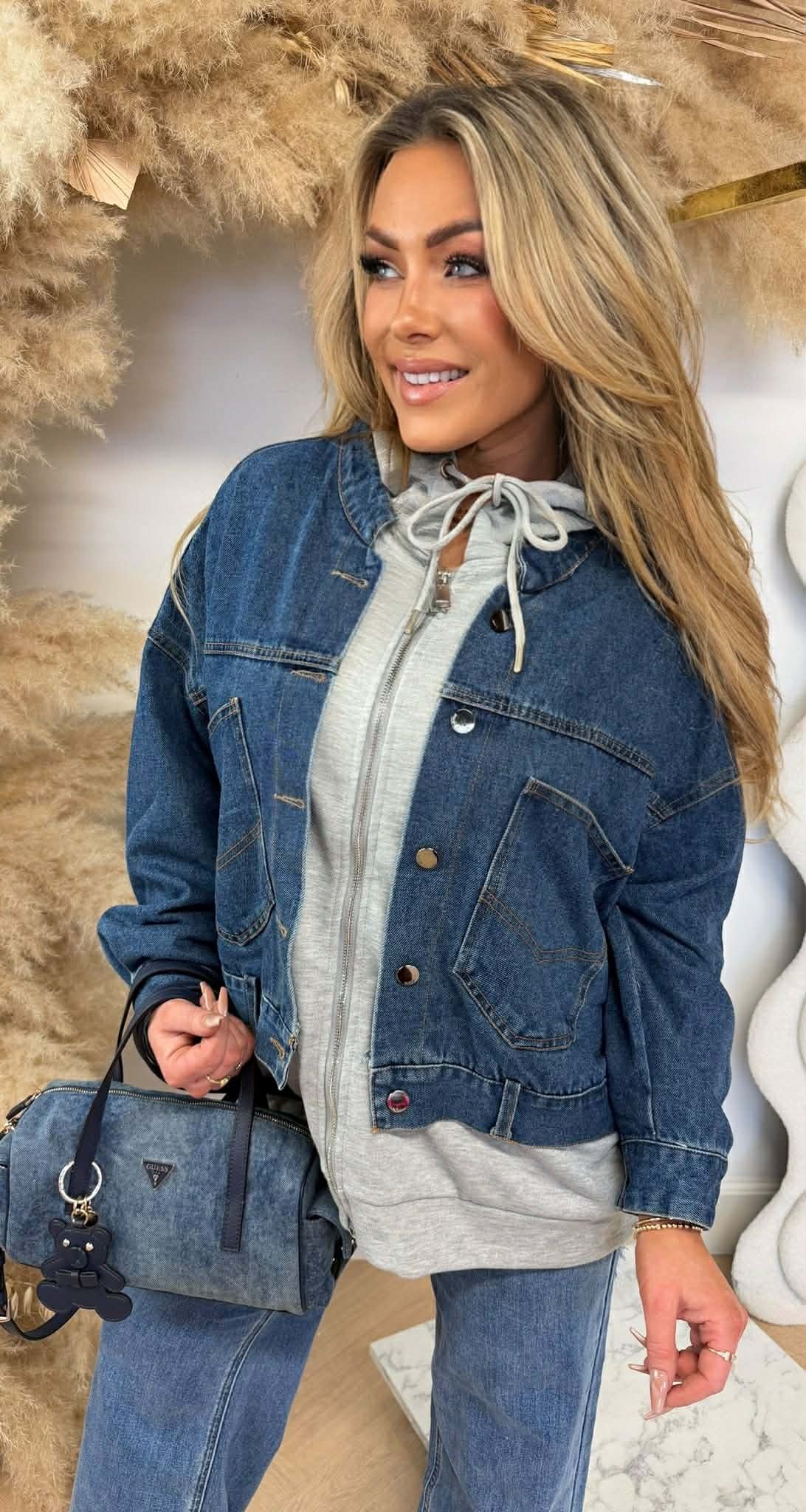 DENIM ZIP HOODIE 8299 GREY