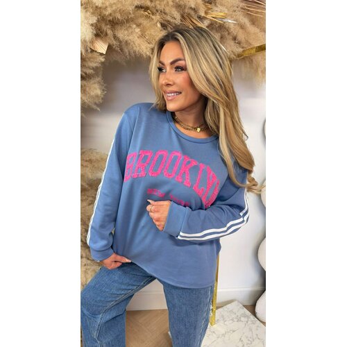 BROOKLYN NY STRIPE SWEAT DENIMBLUE
