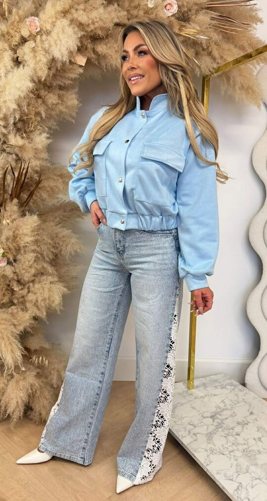 NOE SUEDE LOOK BOMBER JACKET ICEBLUE