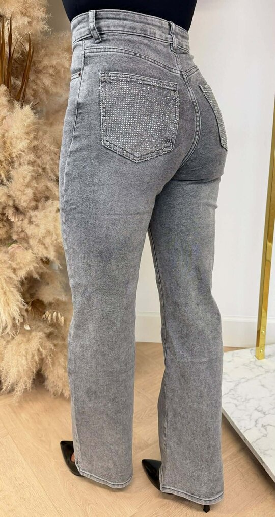 BESTSELLER WIDE LEG GLITTER POCKET JEANS XJ355 GREY