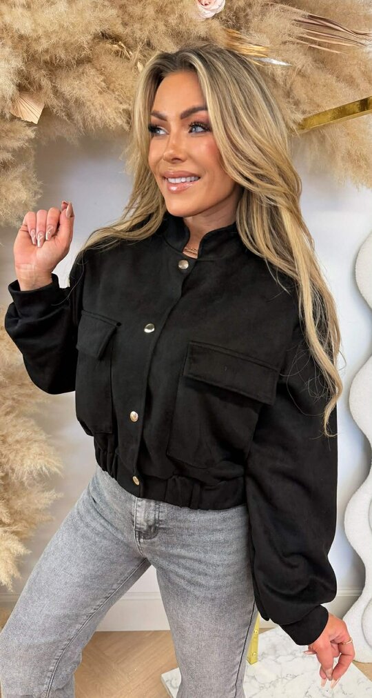 NOE SUEDE LOOK BOMBER JACKET BLACK