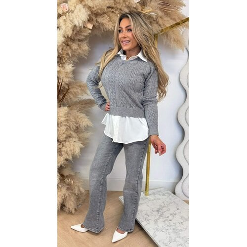 KABEL BLOUSE SWEAT 2554 GREY