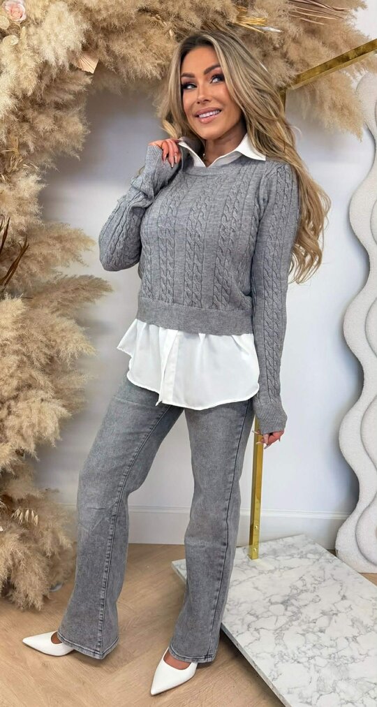 KABEL BLOUSE SWEAT 2554 GREY