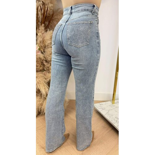WIDE LEG GLITTER POCKET JEANS 3015 DENIMBLUE