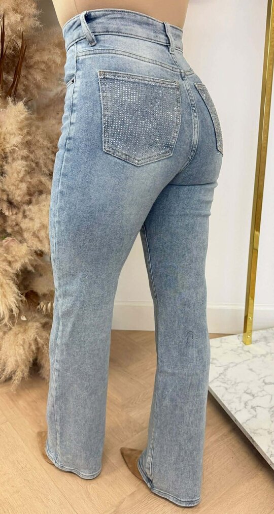 WIDE LEG GLITTER POCKET JEANS 3015 DENIMBLUE