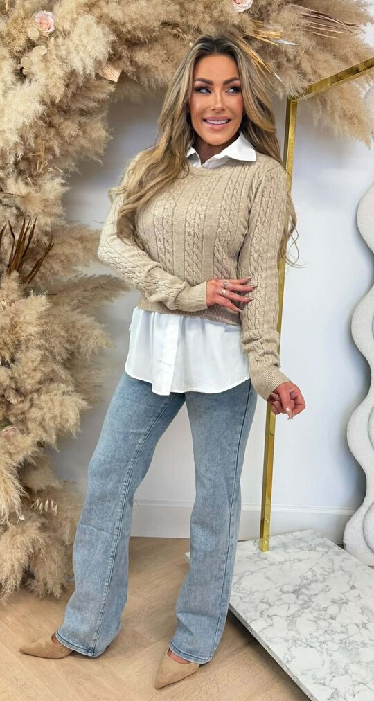 KABEL BLOUSE SWEAT 2554 BEIGE