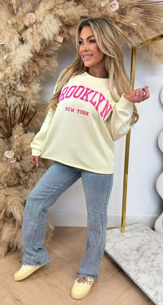 BROOKLYN NY STRIPE SWEAT BUTTERYELLOW