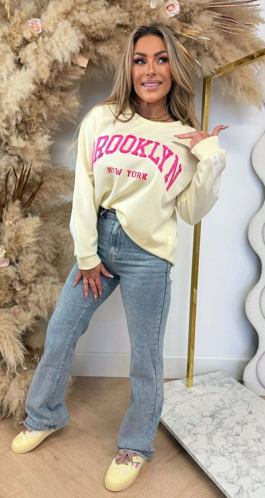 BROOKLYN NY STRIPE SWEAT BUTTERYELLOW