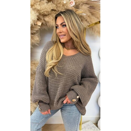 BUTTON KNITTED SWEAT TAUPE