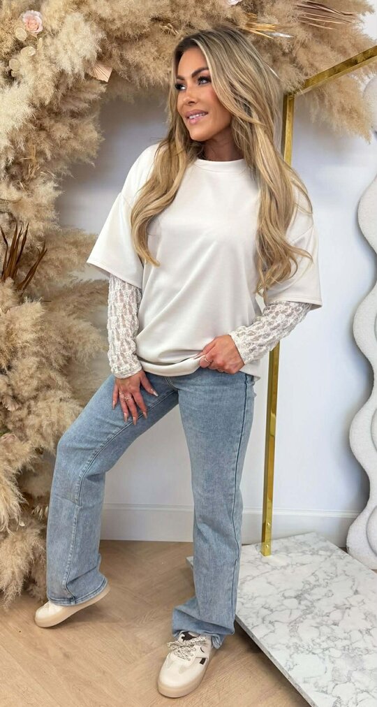 MEGAN LACY TEE BEIGE