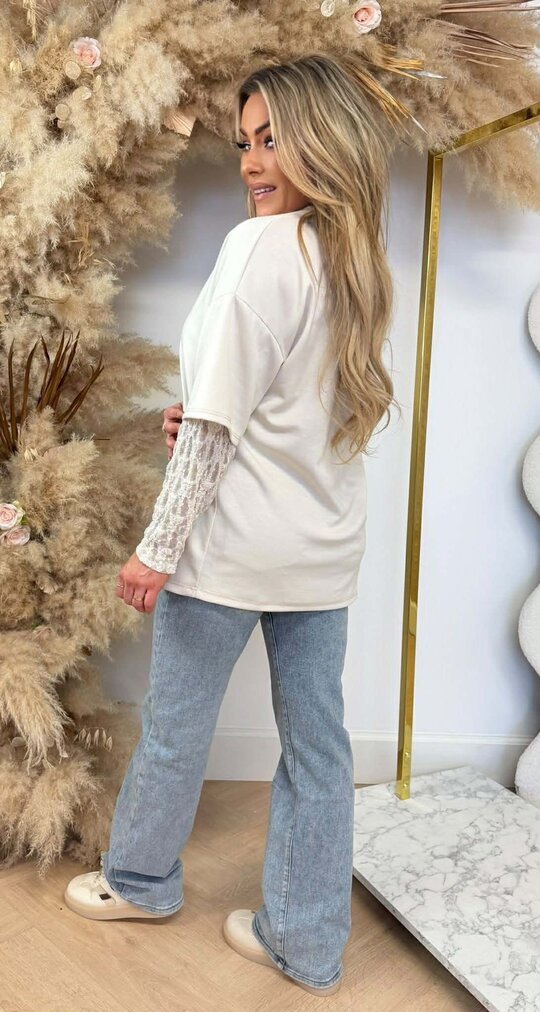 MEGAN LACY TEE BEIGE