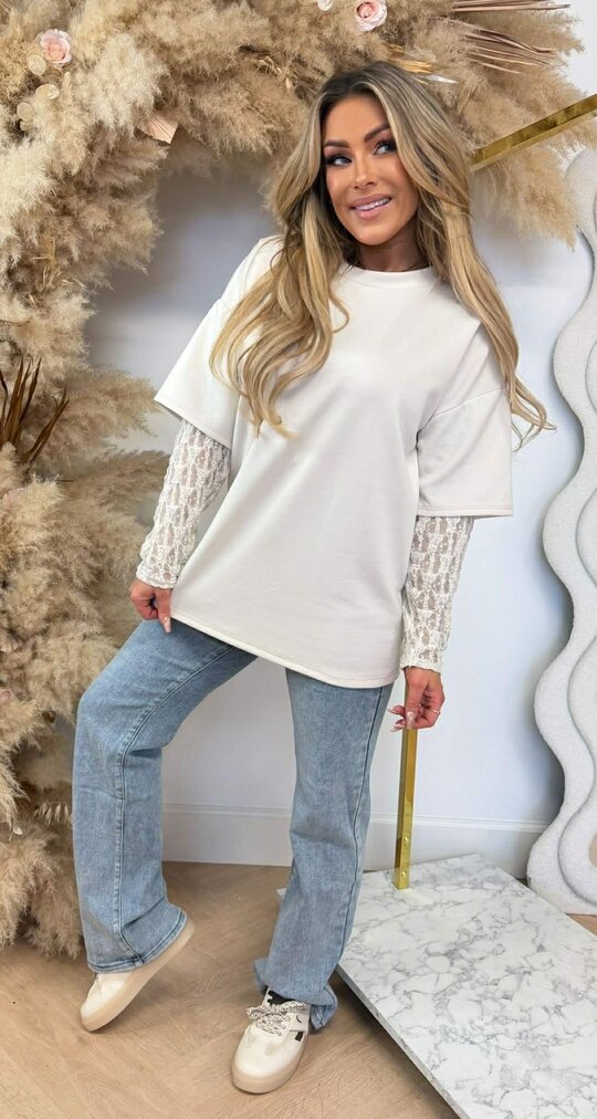 MEGAN LACY TEE BEIGE