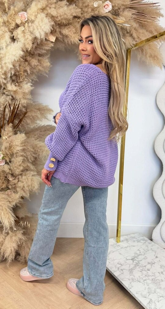 BUTTON KNITTED SWEAT LILA