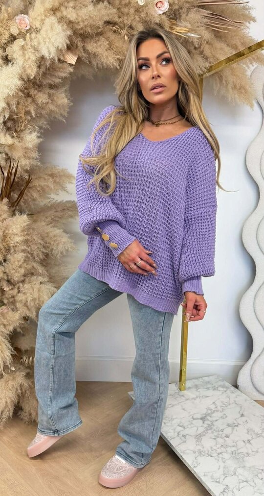 BUTTON KNITTED SWEAT LILA