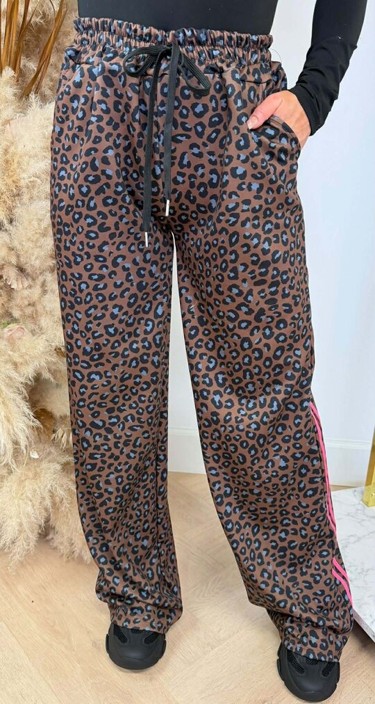 LEOPARD STRIPE PANTS PINK