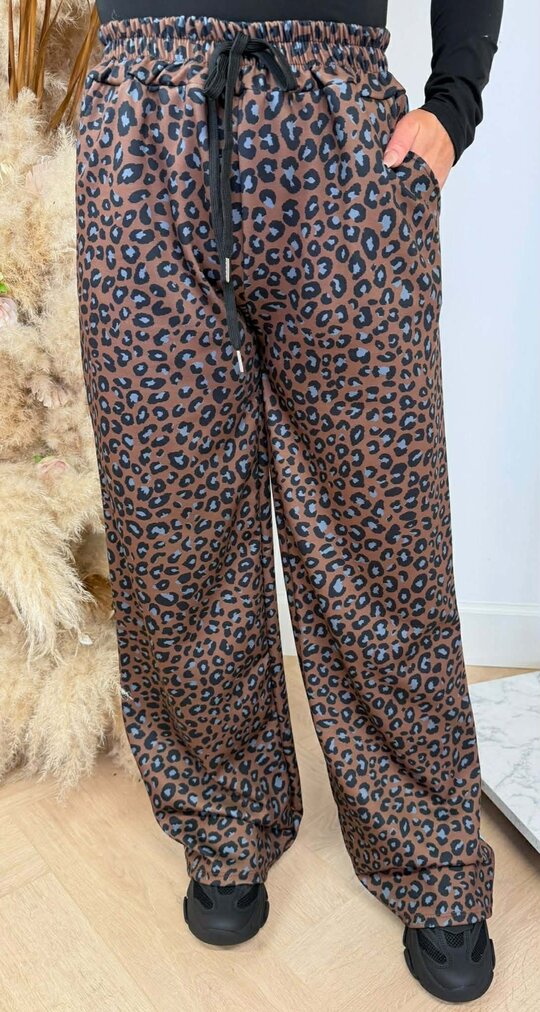 LEOPARD STRIPE PANTS ICEBLUE