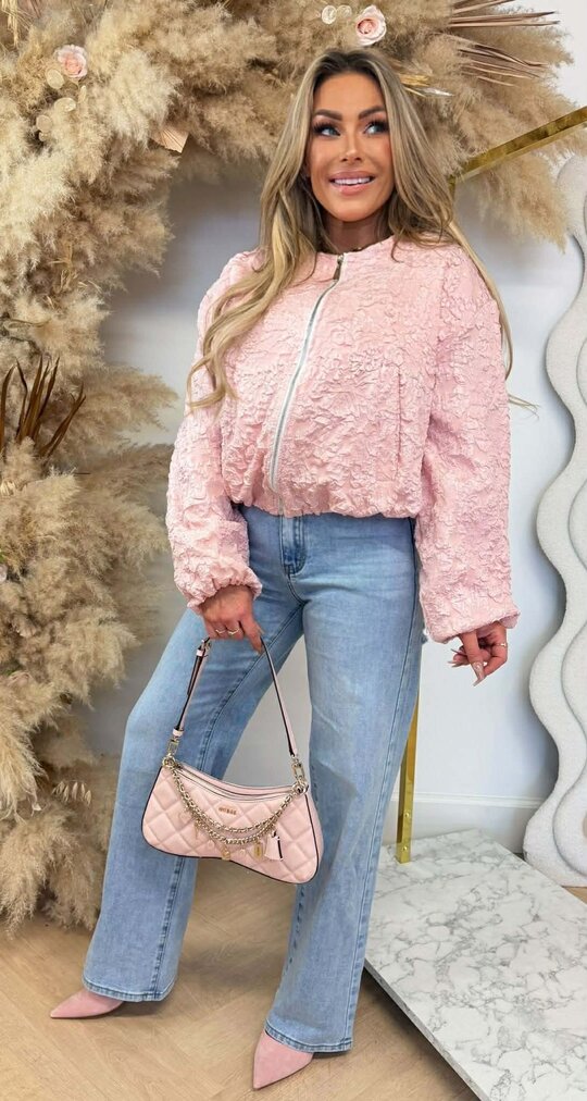 ALL OVER FLOWER BOMBERJACKET PINK