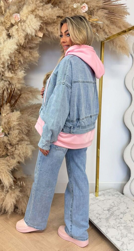 DENIM ZIP HOODIE 8299 PINK