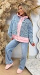 DENIM ZIP HOODIE 8299 PINK