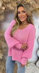 BUTTON KNITTED SWEAT PINK