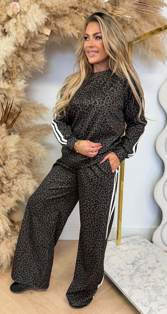 LEOPARD STRIPE SET BROWN