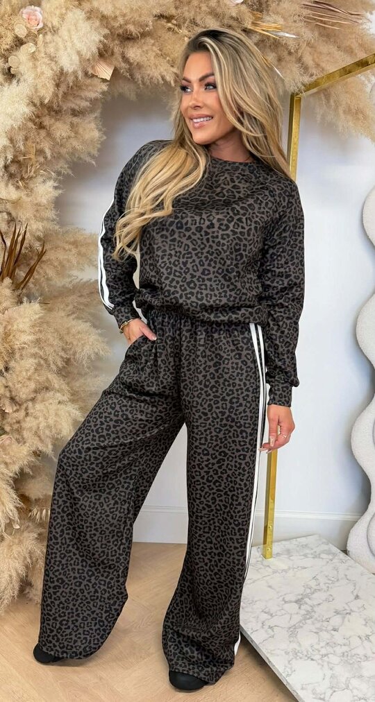 LEOPARD STRIPE SET BROWN