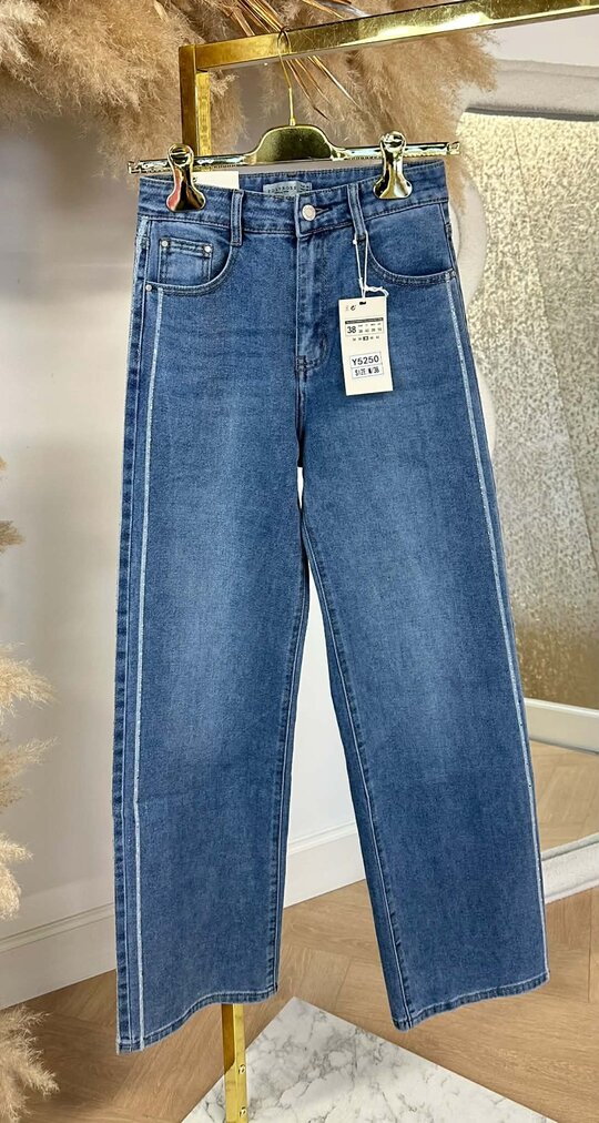 STRIPE SPARKLE WIDE LEG JEANS 5250 DENIMBLUE