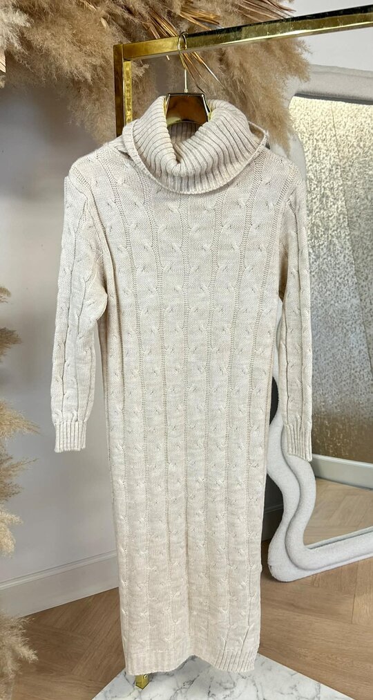 KABEL KOL DRESS LONG LIGHTBEIGE