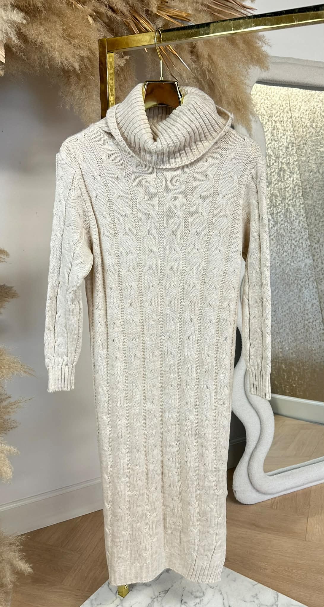 KABEL KOL DRESS LONG LIGHTBEIGE